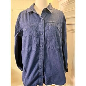 REI Cooperative Cotton Long Sleeve Button Down‎ Blue Flannel Shirt Women's XL